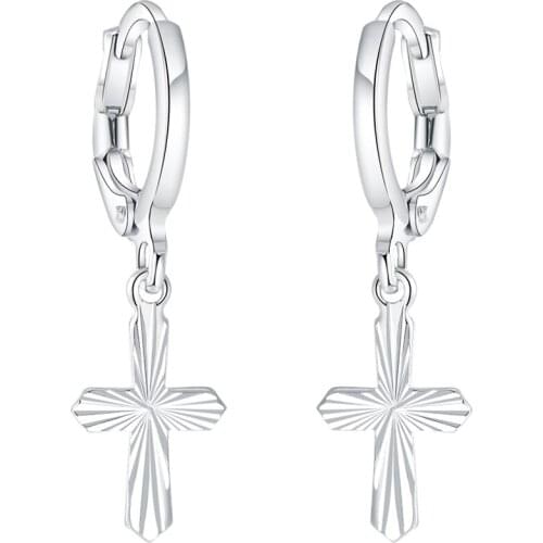 New high quality jewelry, S925 sterling Silver color earrings, hanging cross ladies earrings N021