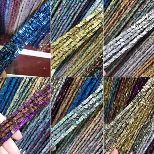 4x1mm Wholesale square Multicolor Hematite Loose Beads for Jewelry Making Natural Stone Bead Diy Necklace bracelets