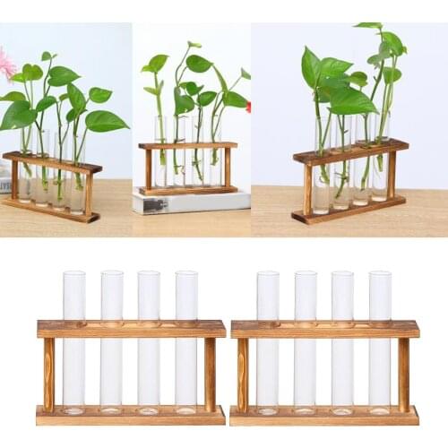 2pcs Crystal Glass Test Tube Plant Terrarium Vase Flower Pots for Hydroponic Plants Home Garden Decoration