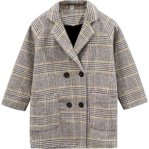 Hot Sale Baby Girls Plaid Jackets Fashion Children Coats Outerwear Kids Woolen Winter Clothes Boys Windbreaker For Spring Autumn