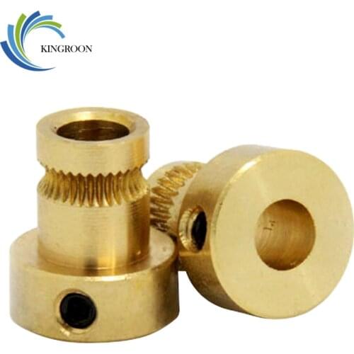 KINGROON 5pcs/lot Drive Gear Extruder Pulley Copper Brass Stainless steel 1.75 3.0mm Filament Part NEMA17 Feeder Wheel Bore 5mm