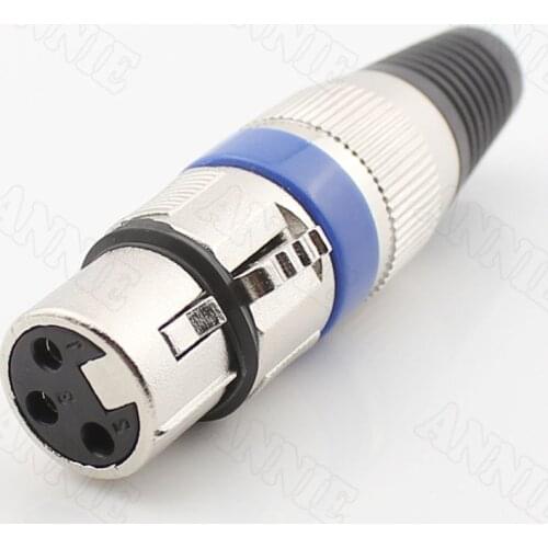 10pcs/lot Microphone Plug Blue Swiss Female XLR Socket 3 Pin Ferric Cannon Jack