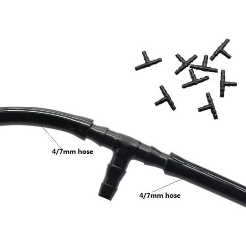 30/50/100/200pcs 1/4 Barbed Tee Connector Drip Irrigation Hose Connectors For 4/7mm Tube Plastic Pipe Drop Irrigation Tools