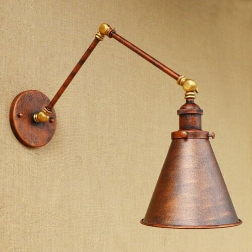 Industrial Loft Style Swing Arm Edison Wall Sconce Bedside Wall Lamp Iron Vintage Wall Light Fixtures For Home Indoor Lighting