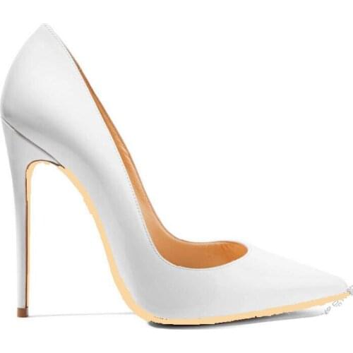 Carole Levy 2018 Classic Style White Patent Leather High Heel Shoes Woman Sexy Pointed Toe Stiletto Heels Lady Party Dress Shoe