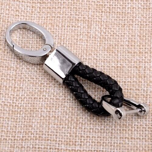 Universal Hand Woven Horseshoe Buckle Car Keychain Keyring Auto Key Rings Holder Clip High Quality