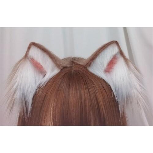 Hand Made Lolita Anime Soft Sister Cosplay Handmade Furry Cat Ears & Fox Wolf Beast Ears Hair Clip Props Headwear Hairpin