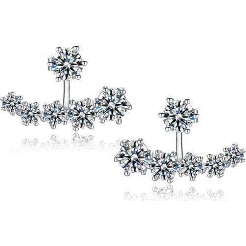 New Fashion 925 Sterling Silver Shiny Cubic Zirconia Crystal Beads Neckband Stud Earrings for Women Wedding Bijoux Brincos