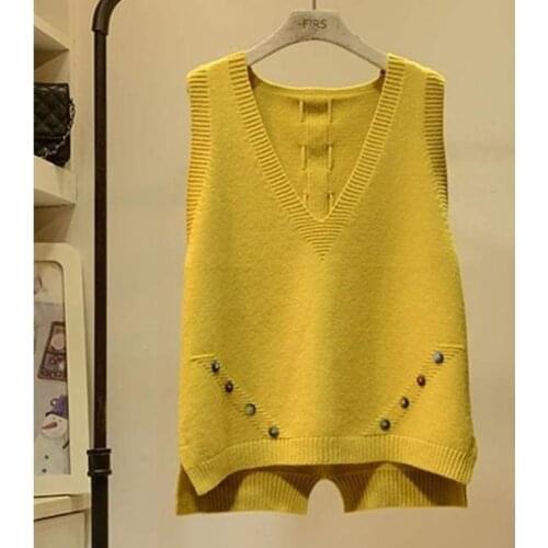 Woman Sweaters 2020 Spring Autumn V-neck Knitted Vest Womens Loose Sweater Femme Chandails Pull Hiver