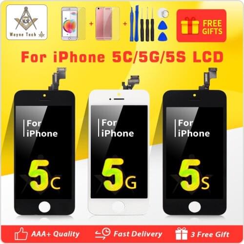AAA+++ Quality Screen Retail Packing For iPhone 5 5C 5S LCD With Digitizer With Frame Extra Gifts Free Shipping