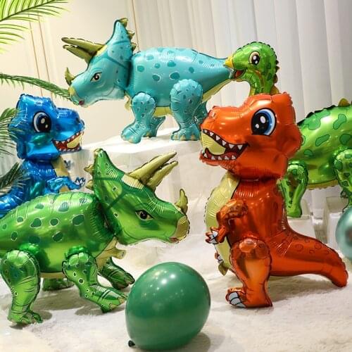 1pc Large 4D Dinosaur Foil Balloons Green Dinosaur Standing Dragon Birthday Party Decorations Kids Supplies Boy Toys Air Globos