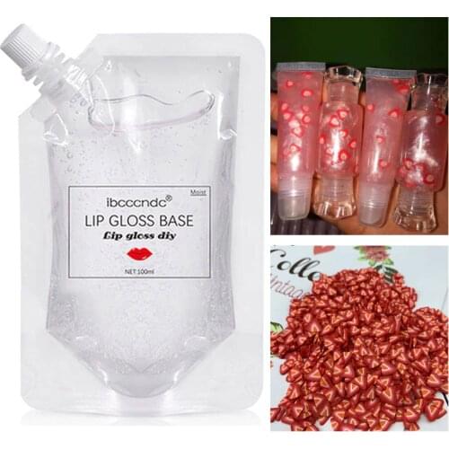 100ml Clear Lip Gloss Base Oil Non-Stick Moisturizing Lipstick Gel for Lip Gloss Making Diy with Cute Fruit Slice Decor