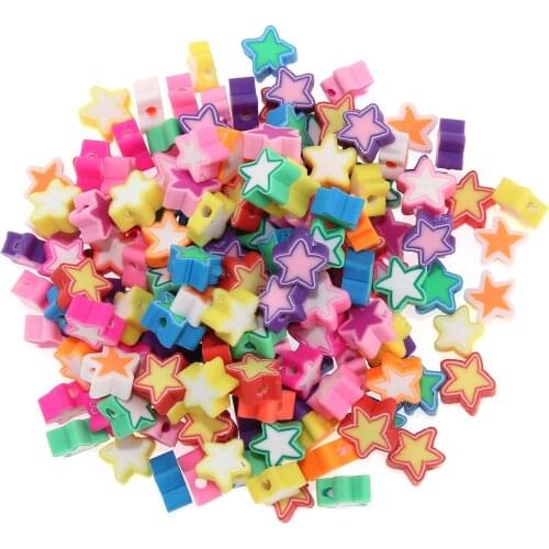 100pcs DIY Loose Spacer Five-pointed Star Polymer Clay Beads 10mm Children Jewelry Making Clay Bead For Bracelet Necklace