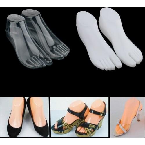 2Pair Plastic Women Female Feet Mannequin Thong Style Foot Model for Shoes Sandals Socks Anckle Chains Toe Rings Display
