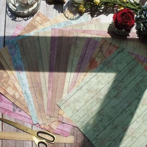 24sheets 12" DIY Flowers painted on wooden walls Design Gift Wrapping Paper Creative Paper Craft Handmade Scrapbooking Set