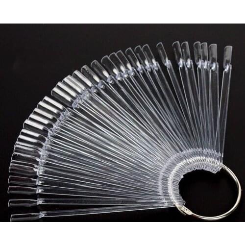 Hot ! 50 NAIL ART FAN WHEEL FALSE DISPLAY POLISH CLEAR COLOUR TIP STICKS PRACTICE KIT ##0120ABS