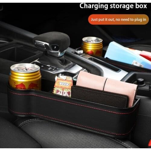 Leather PU Car Seat Gap Storage Box Fast Charger Poket Organizer Phone Bottle Cups Drink Holder Stowing Tidying Auto Accessories
