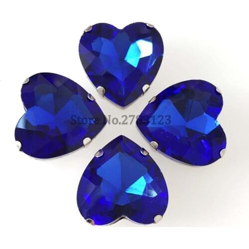 Free shipping! Heart shape royalblue color Glass Crystal loose rhinestones,sew on stone use for diy Clothing accessories