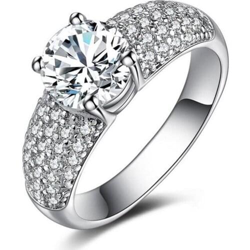 Quick sell through foreign trade wedding ring four claw fashion good quality custom ring Korean jewelry silver jewelry # 132