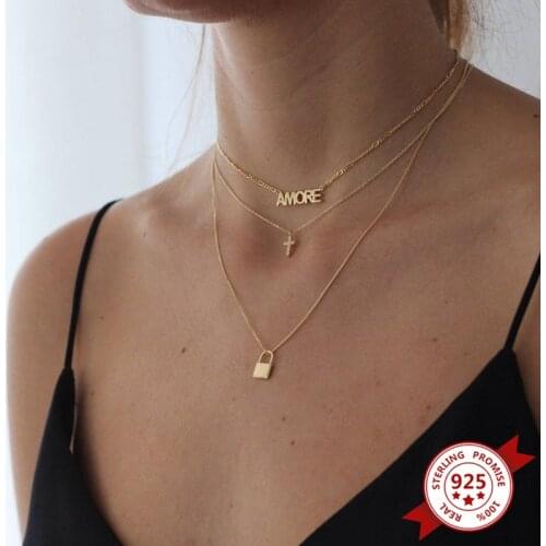 1PC 925 Sterling Silver Chain Cross Crystal Chokers Necklace for Women Hip Hop Chain Necklace Cross Pendant Necklace Jewelry