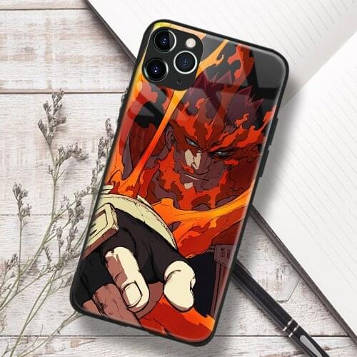 Endeavor My Hero Academia Phone Case for iPhone 11 12 Mini Pro XS Max X XR 6 7 8 SE Plus Samsung Soft TPU Glass Cover Shell