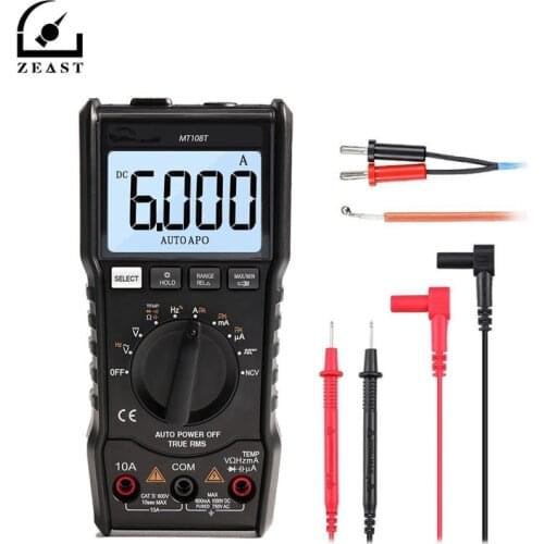 MUSTOOL MT108T Square Wave Output True RMS NCV Temperature Tester Digital Multimeter 6000 Counts Backlight AC DC Current/Voltage