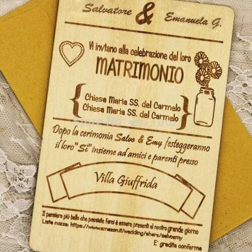 Custom wood wedding invitations