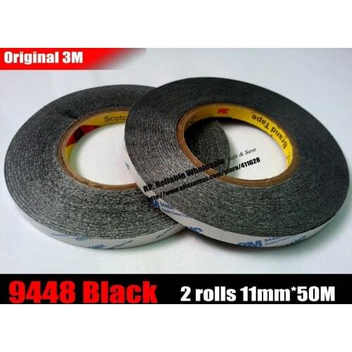2 rolls (11mm*50M) 3M9448 Black Double Sided Adhesive Tape for phone, Tablet, Electrics Lens Display Repair