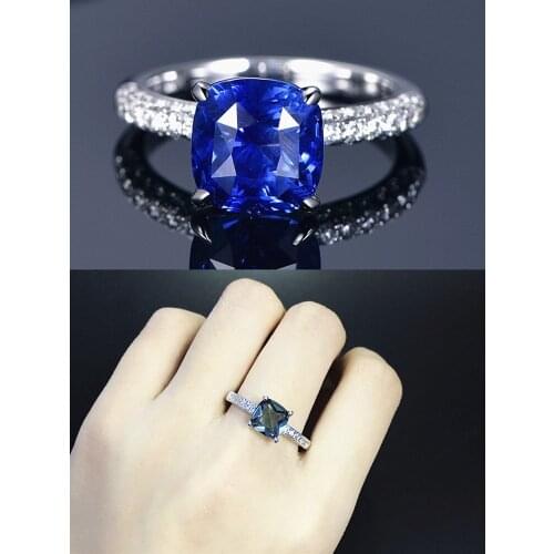 Elegant sapphire topaz emerald gemstones diamonds blue crystal rings for women white gold silver color jewelry bijoux bague gift