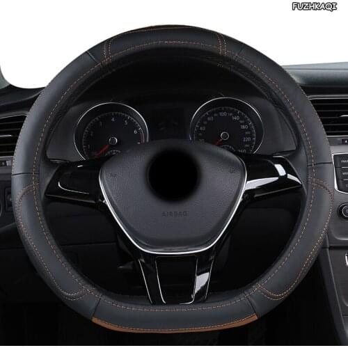 FUZHKAQI Leather Car Steering Wheel Cover For Jeep Renegade Wrangler jk tj Grand Cherokee Compass Patriot