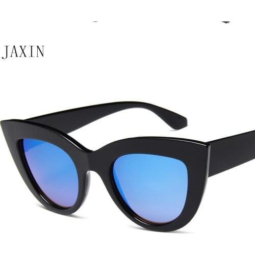 JAXIN 2019Personality Cat Eye Sunglasses Women Fashion coated Sunglasses Men brand design sexy wild eyewear Glasses UV400okulary