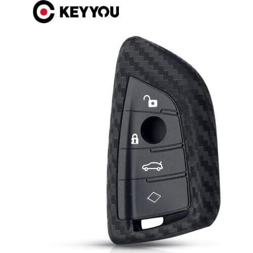 KEYYOU For BMW X1 X3 X4 X5 X6 F15 F16 F48 G30 G38 525 540 740 1 2 5 7 Series 218i Carbon Fibler Silicone Key Protector Case