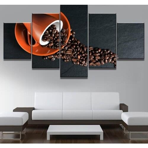 5 Pcs Print Large Coffee Modern Decorative Painting Canvas Wall Art Picture Home Decoration Living Room Canvas Painting(No Frame