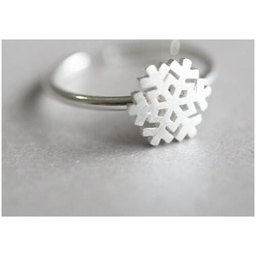 New Arrivals Silver Color Simple Snowflake Rings for Women Adjustable Wedding Ring Fashion Jewelry
