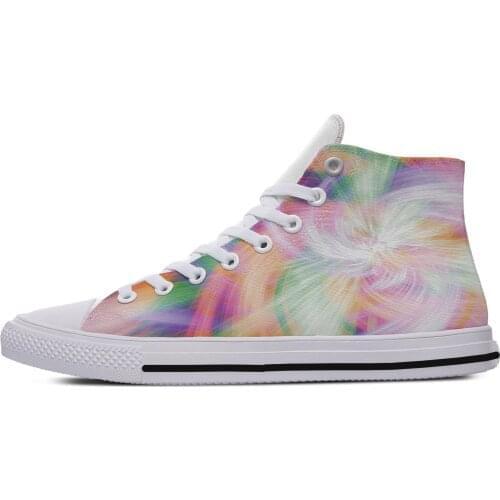 Colorful vortex Tie Dye swirl Abstract Rainbow Fashion Lightweight High Top Canvas Shoes Men Women Casual Breathable Sneakers
