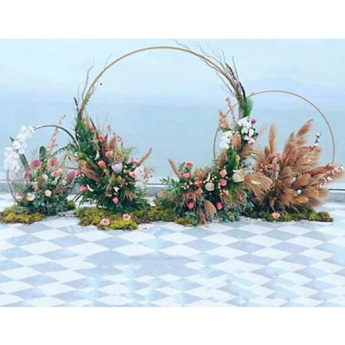 Circle Wedding Arch Background Wrought Iron Shelf Decorative Props DIY Round Party Background Shelf Flower with Frame