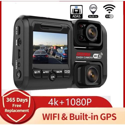 4K Mini WiFI Car Dash Cam front Cam 2160P Car Dvr Dual Cameras GPS Tracker Night Vision Recorder Rotatable Lens Parking Monitor