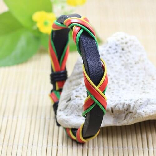 Multi-color 6pcs/lot Leather Mens Bracelets Multilayer Rope Hand Woven Bracelet Rope Braided Bracelet Male Female Jewelry J3