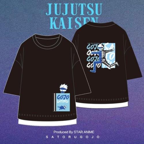 Anime Jujutsu Kaisen Gojo Satoru Fashion Short Sleeve Loose T-shirt Tee Casual Summer Men Women Tops Student Summer Cosplay