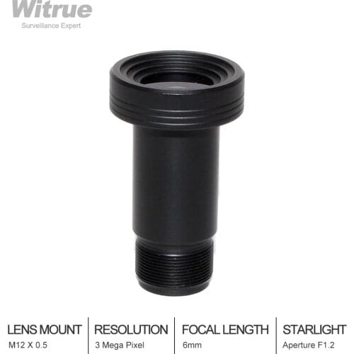 Starlight CCTV Lens 3MP 6mm Fixed Aperture F1.2 For SONY IMX290/291/307/327 Ultra Low Light CCTV AHD Camera IP Camera