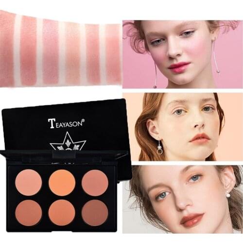 Blush Palette Makeup 6 Colors Matte Mineral Blush Face Cheek Soft Natural Blush Cosmetic for Face Contour Blush Palette Powder