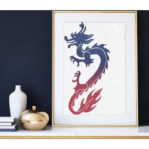 Dragon and Phoeni Posters Abstract Wall Art Posters Minimalist Canvas Painting Decorative Wall Prints for Living Room Home Decor
