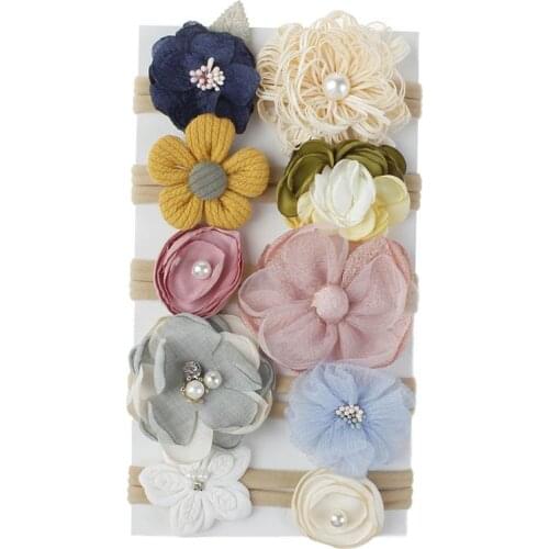 10pcs/set Kids Girl Handmade Hair Accessories Flowers Headbands Child Hairbands Headwear