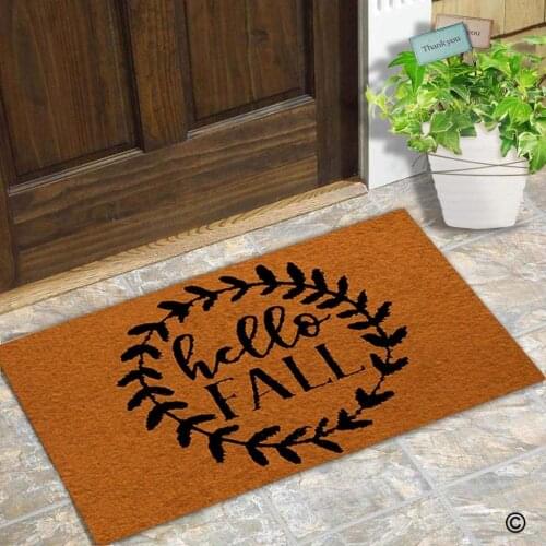 Doormat Entrance Floor Mat Funny Door Mat Hello Fall Non-slip Doormat Machine Washable Non-woven Fabric Top