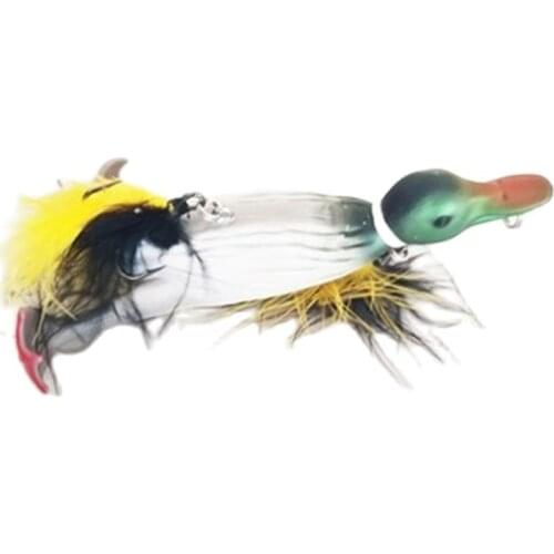 LUTAC 5Pcs Mixed Colors Floating Flipper 29g Duck Sea Bass Feather Realistic Lure Shape With Hook