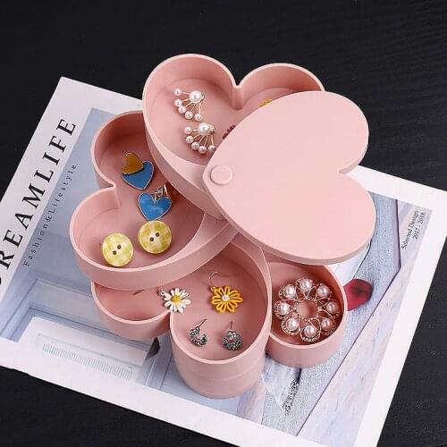 Europe Style Love Earrings Plate Jewelry Box 360° Earrings Ring Multi-function Jewelry Display Multi-layer Tray Show Storage Box