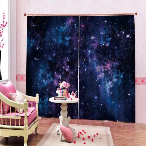 Purple Stars 3D Blackout Curtain Digital Print For Living Room Bedroom space sky Window Drapes Decor Sets Customizable any size
