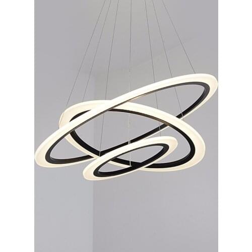 Modern LED Chandeliers Light For Dining Living Room Rings Luxury Lustre Hours White Black Suspension Lamp With Remote Control