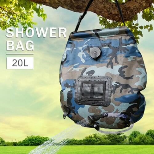 20L Outdoor Camping Solar Shower Bags Hiking Heating Camping Shower Portable Camouflage Shower Bag Hose Camping Equipment