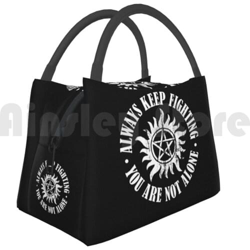Cooler Lunch Bag Picnic Bag Always Keep Fighting-White 613 Spnfamily Supernatural Always Keep Fighting Anti